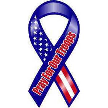 R/W/B/ Pray for Our Troops Ribbon Magnet