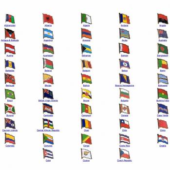 World Flag Assorted Lapel Pins: A - C