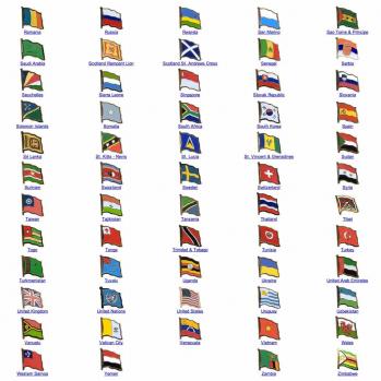 World Flag Assorted Lapel Pins: R - Z