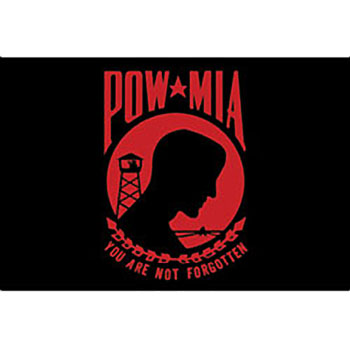 POW / MIA Red on Black Motorcycle Flag